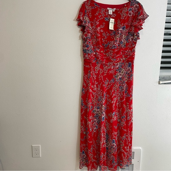 NWT Coldwater Creek Garden Flute Floral Midi sz 12 run small - Picture 1 of 8